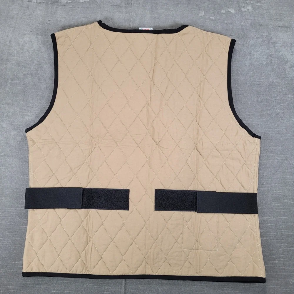 Cool Medics Cooling Vest Tan Black Trim V-Neck Zip‎ Up Large Mens New